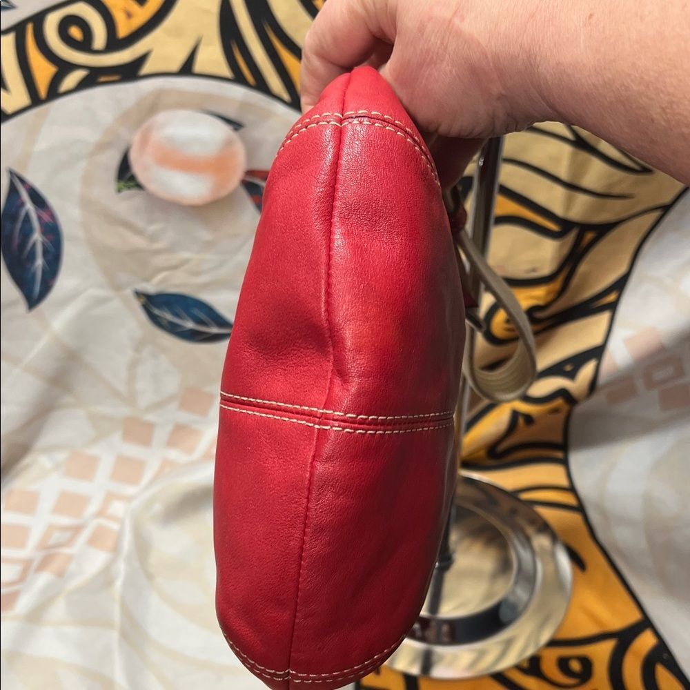 Coach Red Leather Pleated Swingpack Crossbody Bag - Picture 7 of 13